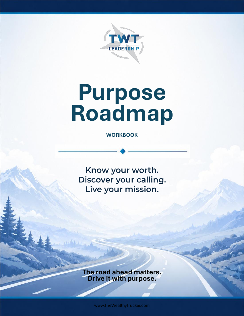 Purpose Roadmap workbook Purpose Roadmap workbook cover with a road through mountains